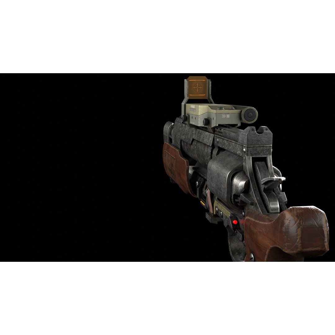Sci-Fi Revolver Pistol 3D Model – Low Poly Game Ready Asset, FBX - View 6
