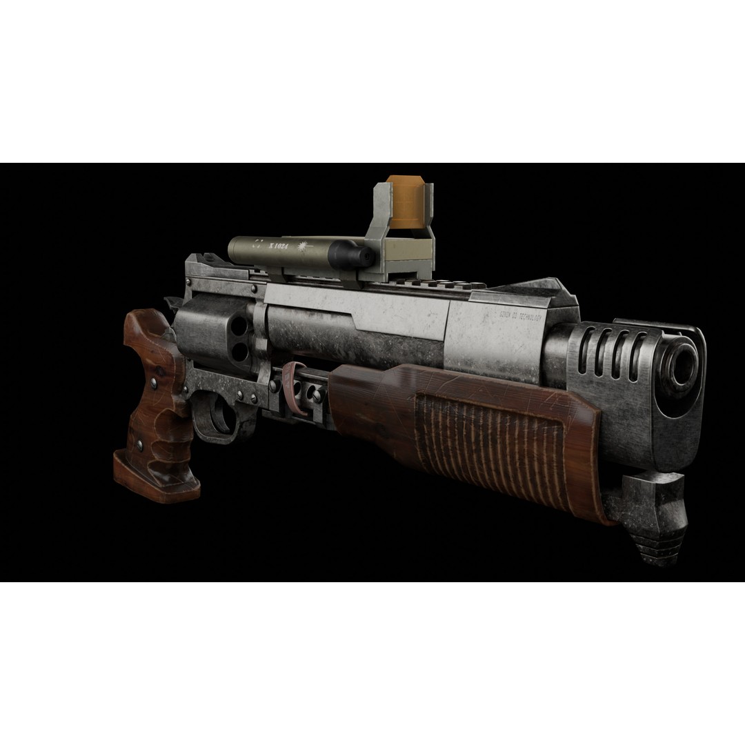Sci-Fi Revolver Pistol 3D Model – Low Poly Game Ready Asset, FBX - View 9