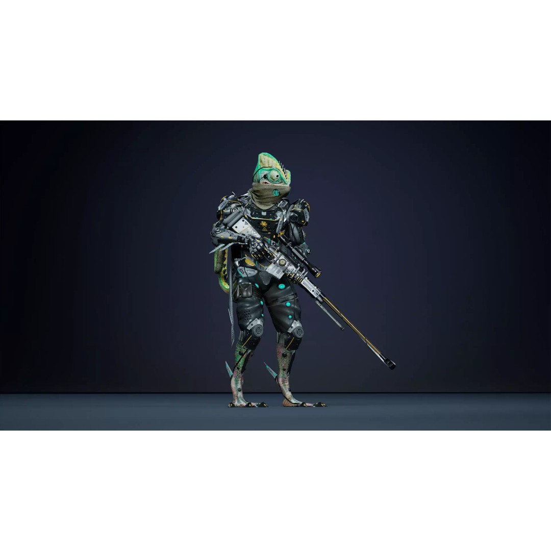 Alien Chameleon 3D Model – Low-Poly Animated Character, FBX, UE4/UE5