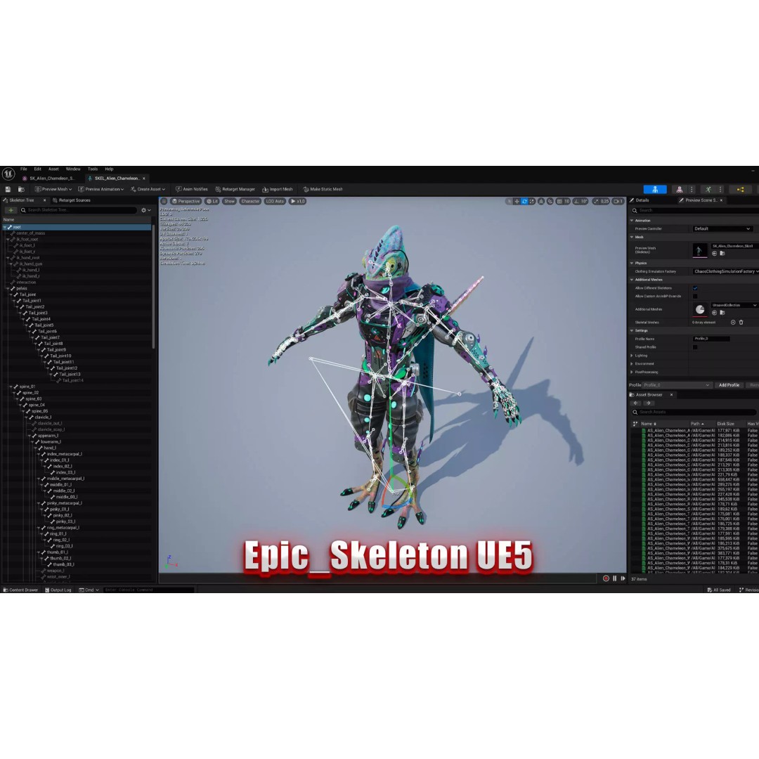 Alien Chameleon 3D Model – Low-Poly Animated Character, FBX, UE4/UE5 - View 10