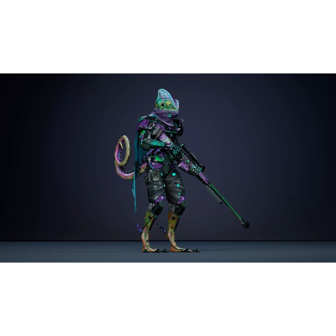 Alien Chameleon 3D Model – Low-Poly Animated Character, FBX, UE4/UE5 - View 11