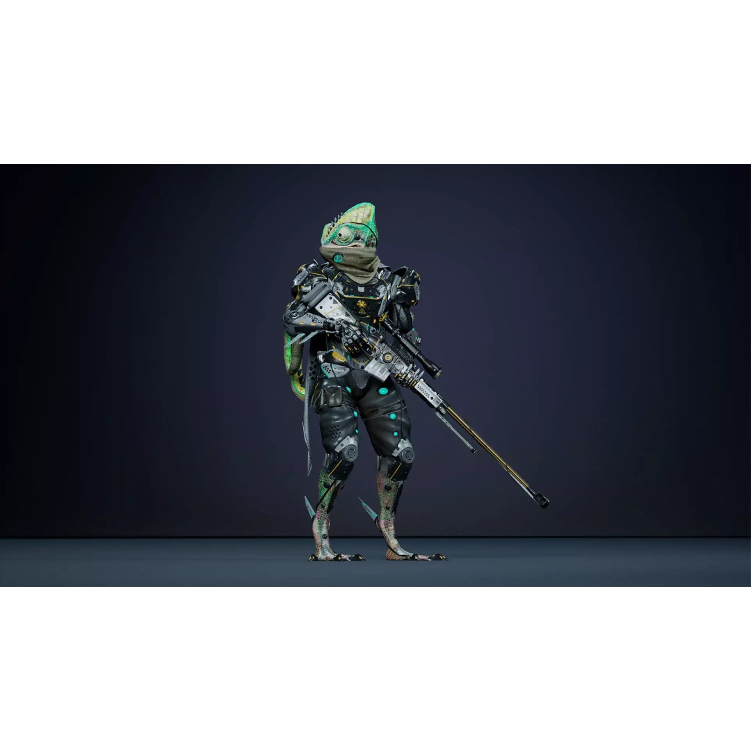 Alien Chameleon 3D Model – Low-Poly Animated Character, FBX, UE4/UE5 - View 13