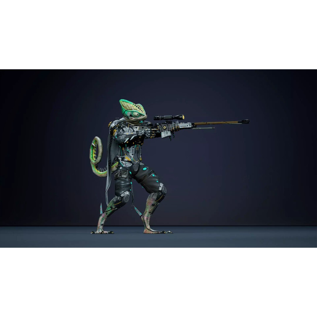 Alien Chameleon 3D Model – Low-Poly Animated Character, FBX, UE4/UE5 - View 14