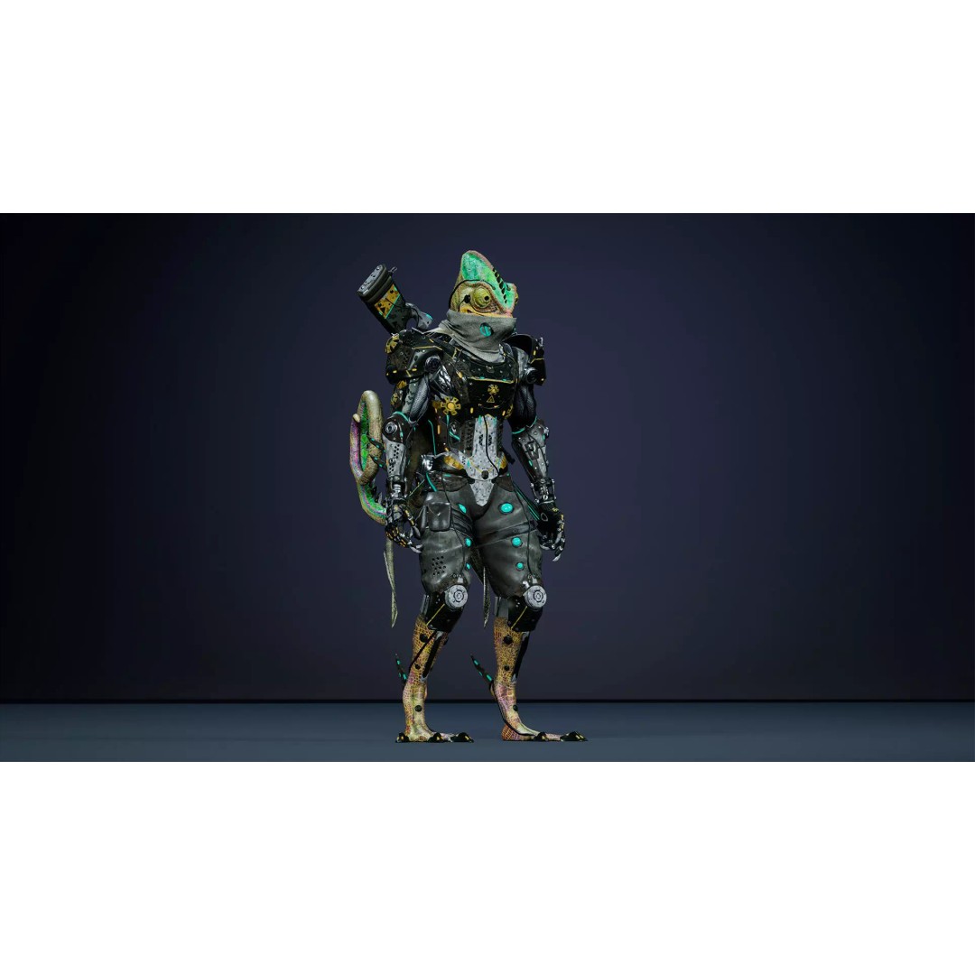 Alien Chameleon 3D Model – Low-Poly Animated Character, FBX, UE4/UE5 - View 24