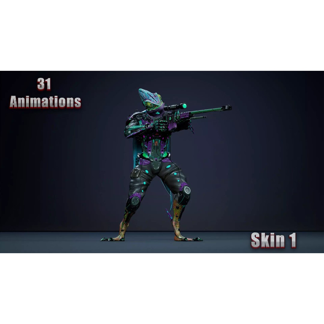 Alien Chameleon 3D Model – Low-Poly Animated Character, FBX, UE4/UE5 - View 6