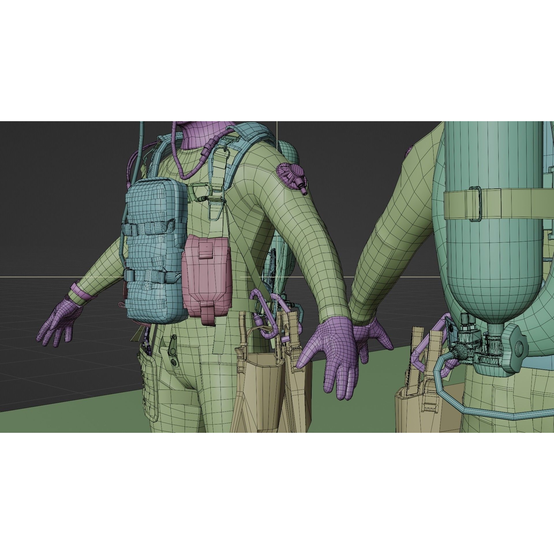 Soldier Diver Suit - Low-Poly Game-Ready 3D Model - View 18