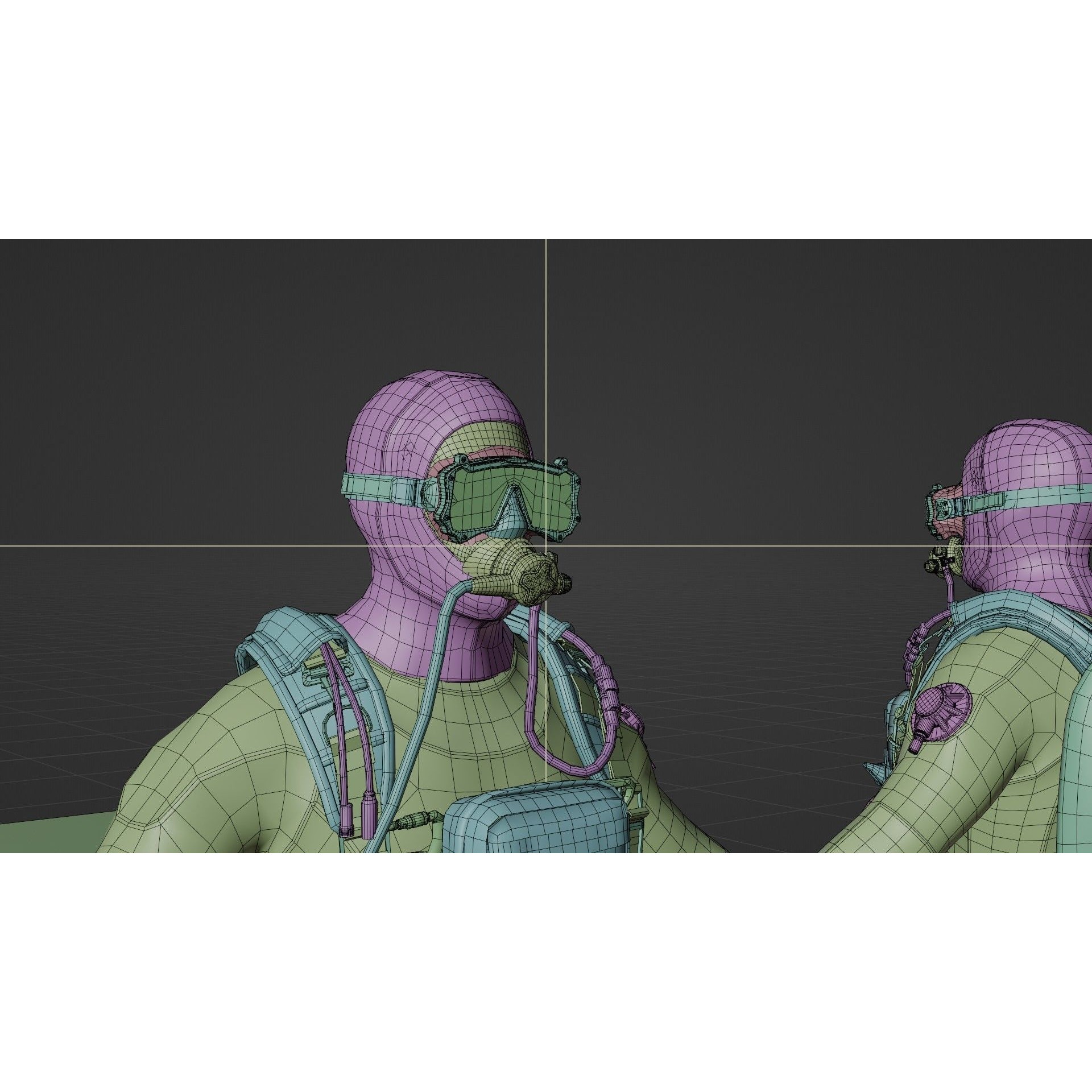 Soldier Diver Suit - Low-Poly Game-Ready 3D Model - View 19