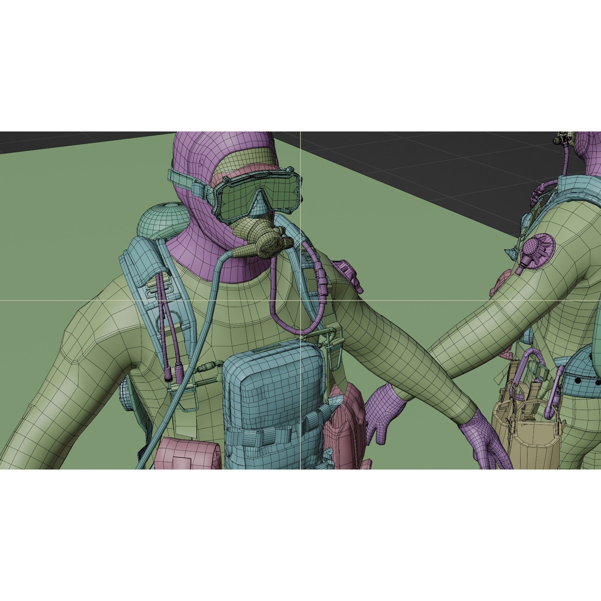 Soldier Diver Suit - Low-Poly Game-Ready 3D Model - View 20