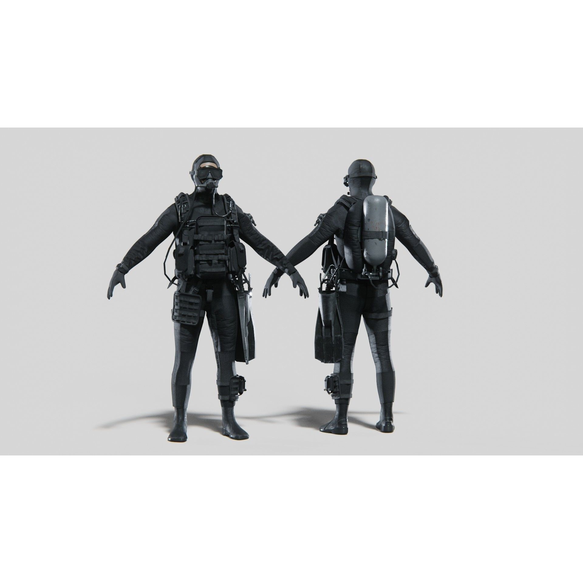 Soldier Diver Suit - Low-Poly Game-Ready 3D Model - View 3