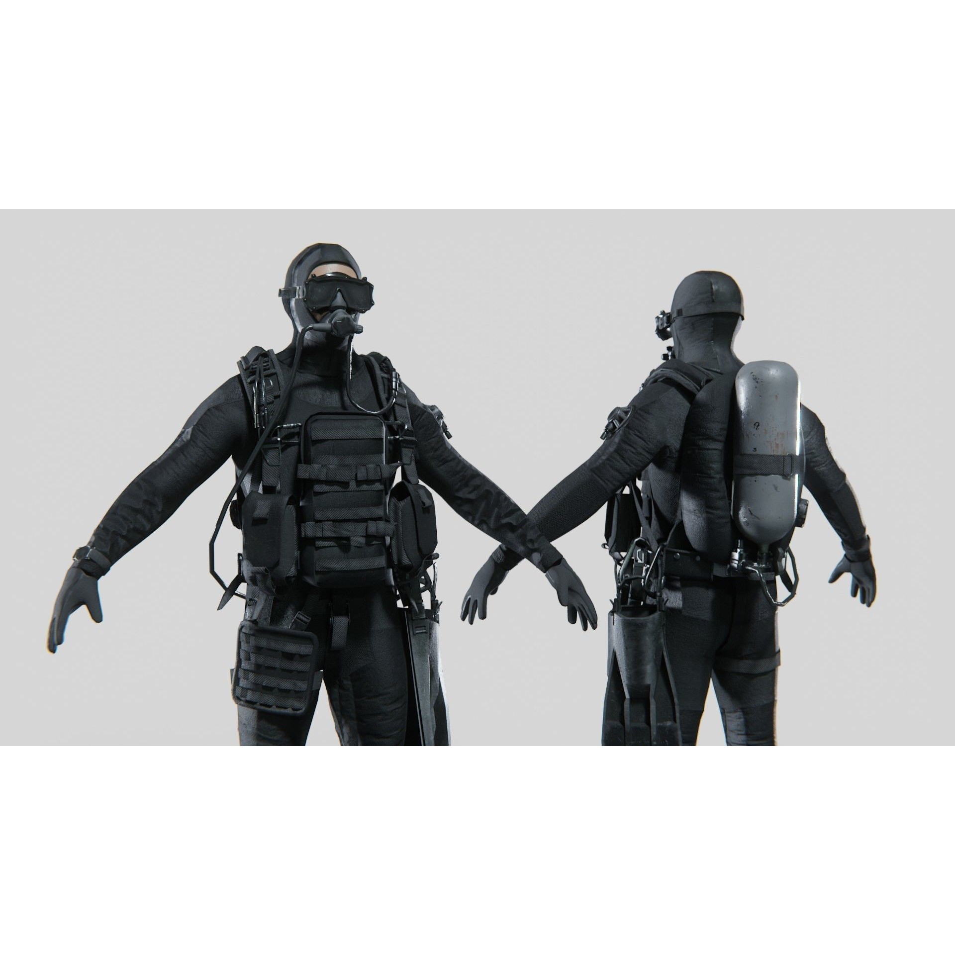 Soldier Diver Suit - Low-Poly Game-Ready 3D Model - View 4