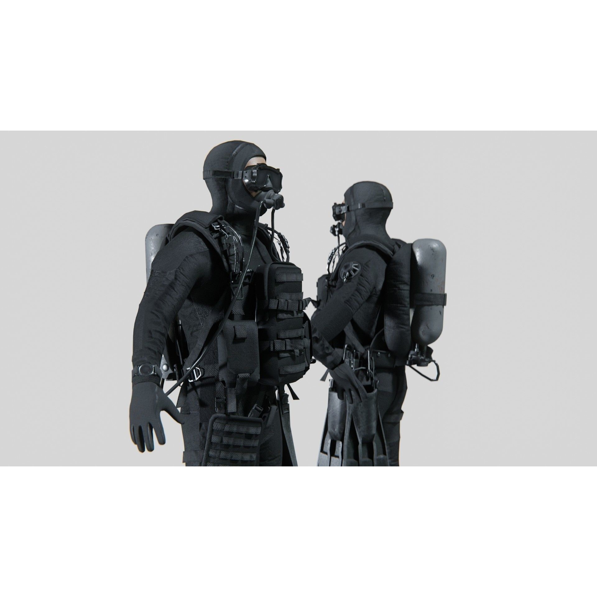 Soldier Diver Suit - Low-Poly Game-Ready 3D Model - View 5