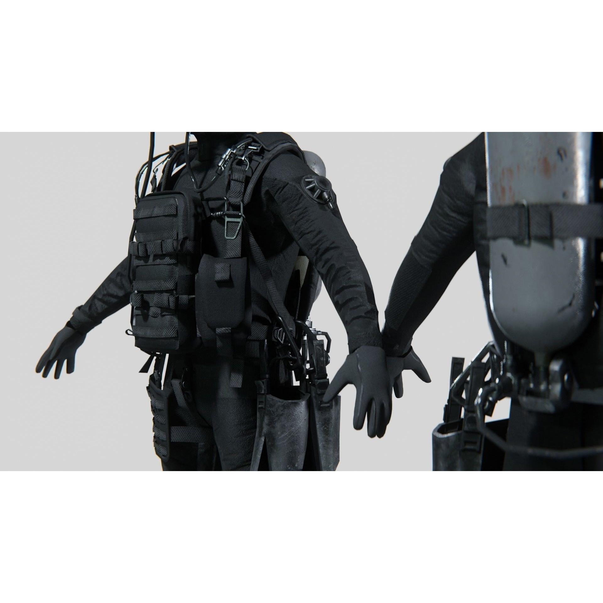 Soldier Diver Suit - Low-Poly Game-Ready 3D Model - View 6