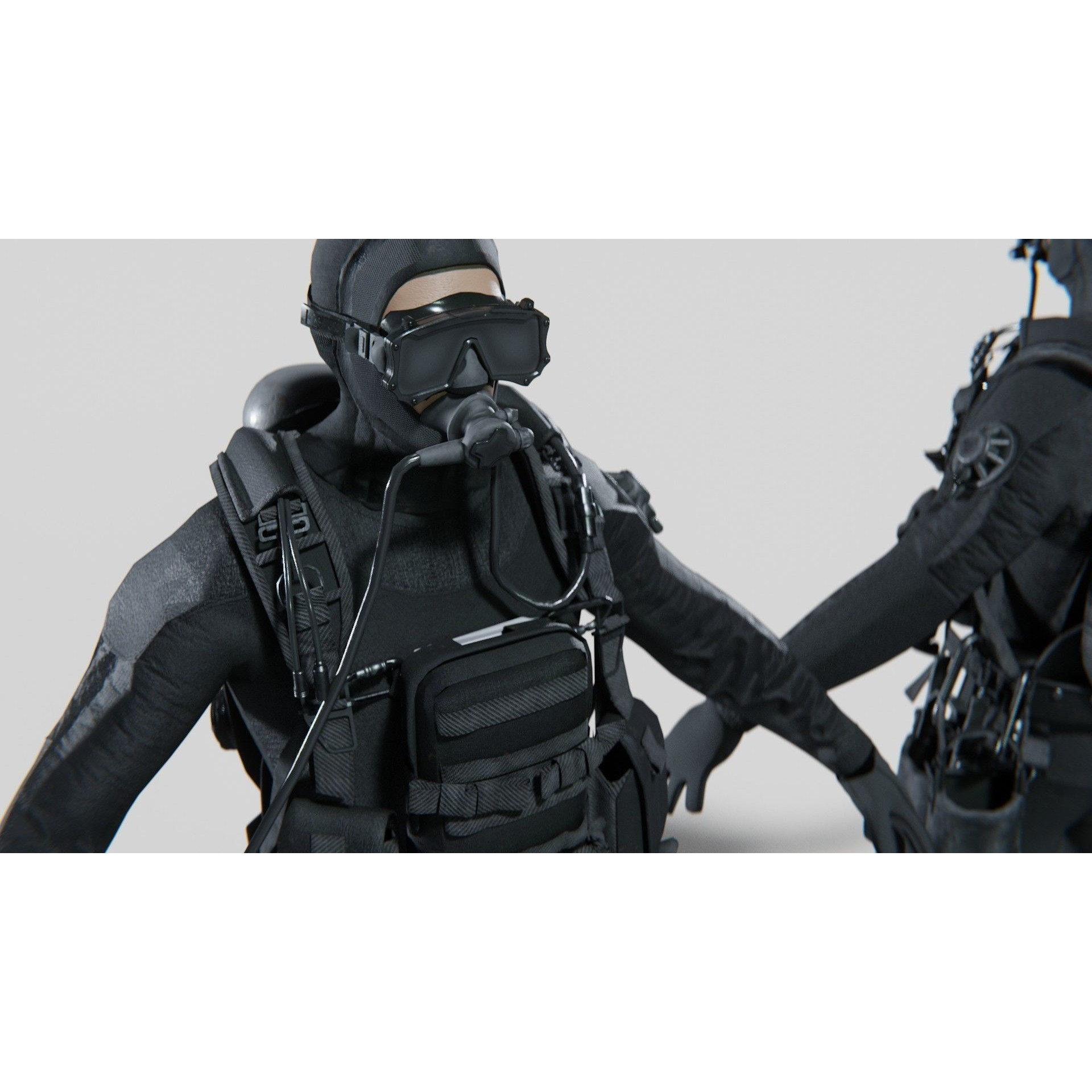 Soldier Diver Suit - Low-Poly Game-Ready 3D Model - View 8