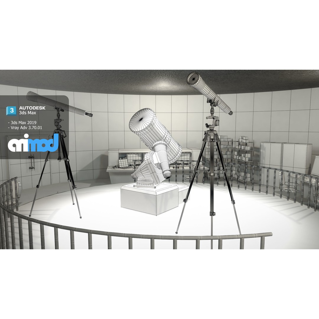 Observatory 3D Model – Detailed Exterior Building for Games, FBX