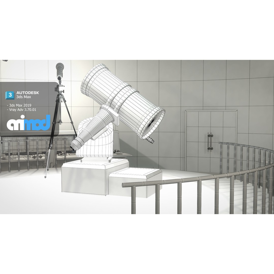 Observatory 3D Model – Detailed Exterior Building for Games, FBX - View 10