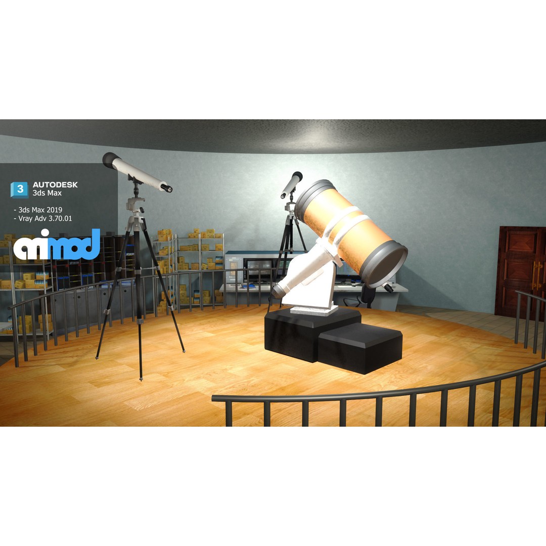 Observatory 3D Model – Detailed Exterior Building for Games, FBX - View 3