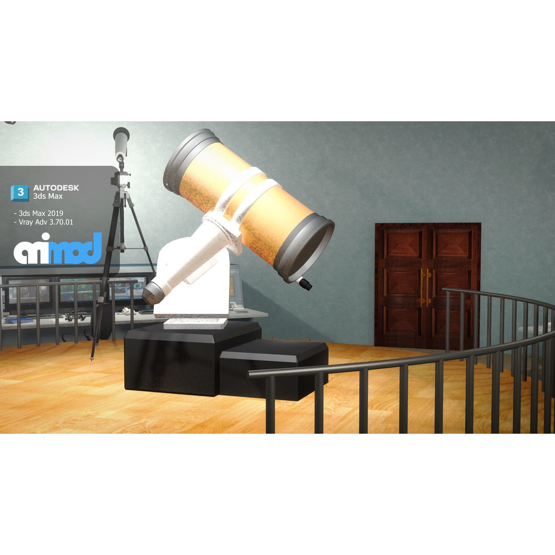 Observatory 3D Model – Detailed Exterior Building for Games, FBX - View 5