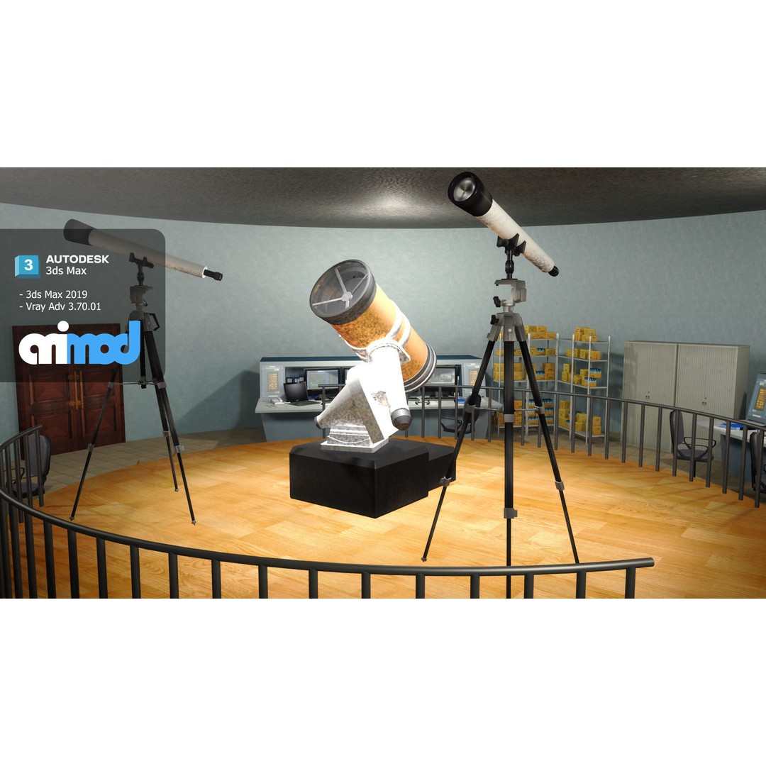 Observatory 3D Model – Detailed Exterior Building for Games, FBX - View 6