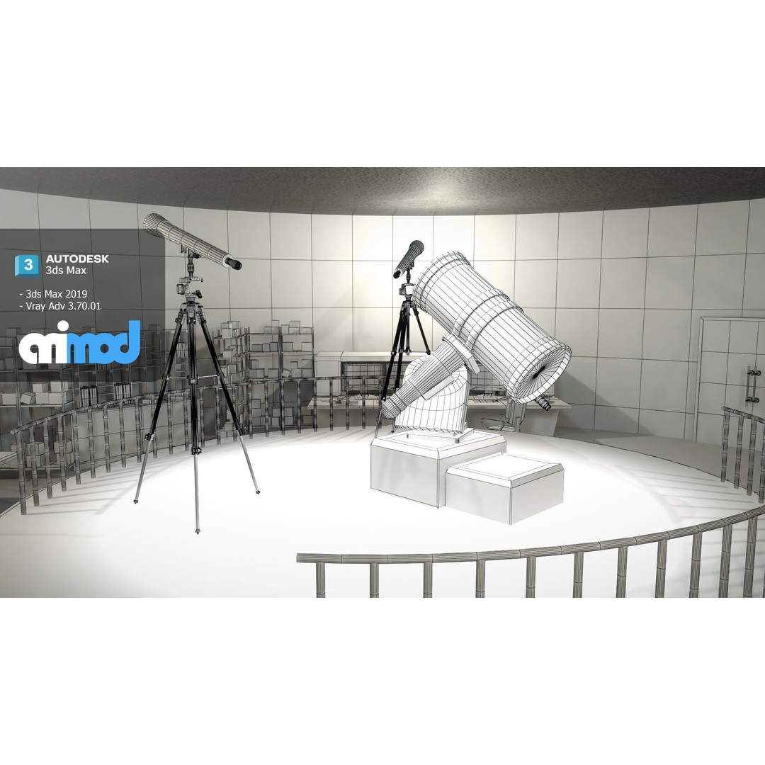 Observatory 3D Model – Detailed Exterior Building for Games, FBX - View 8