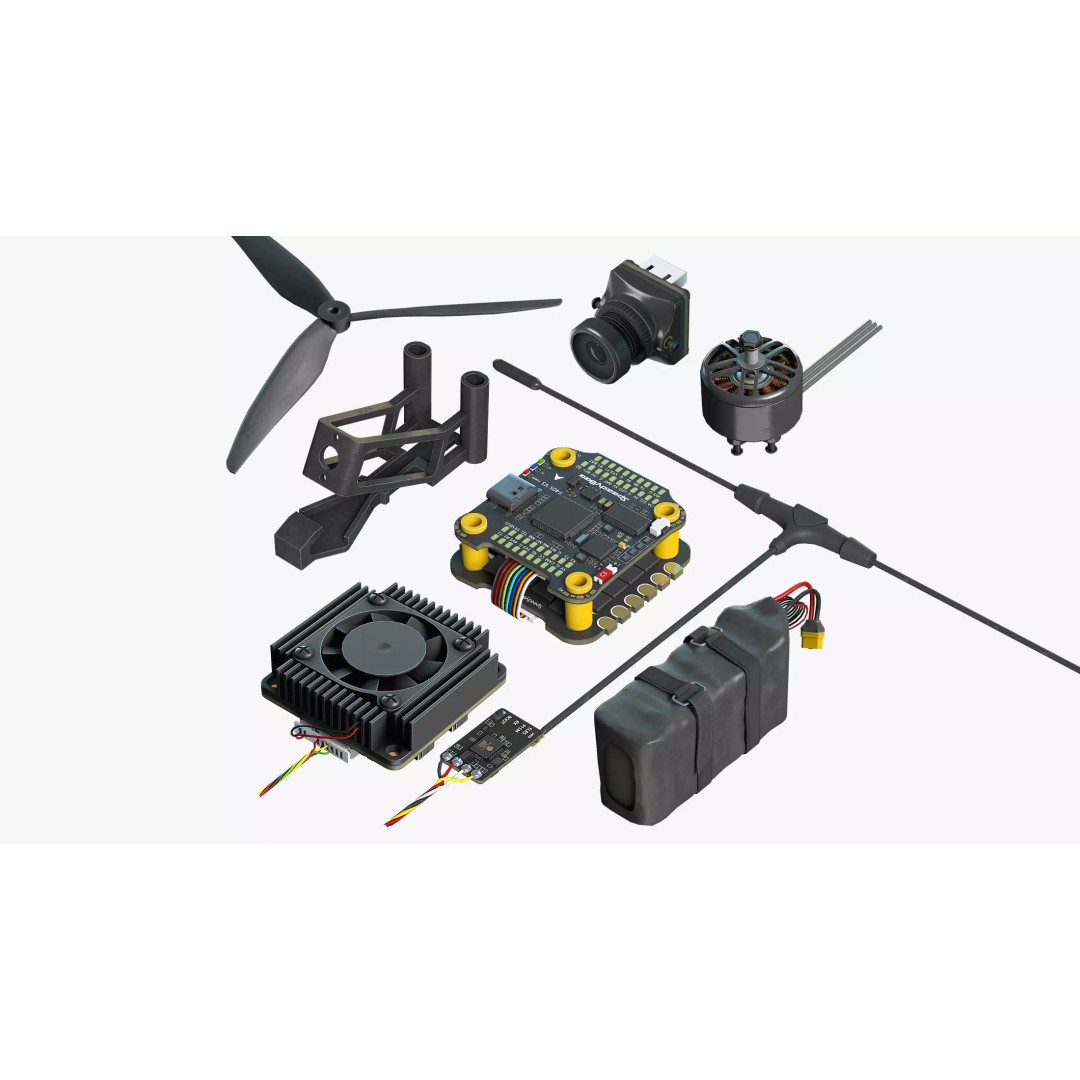 FPV Drone Parts 3D Model – Low Poly Components for Quadcopter - View 2