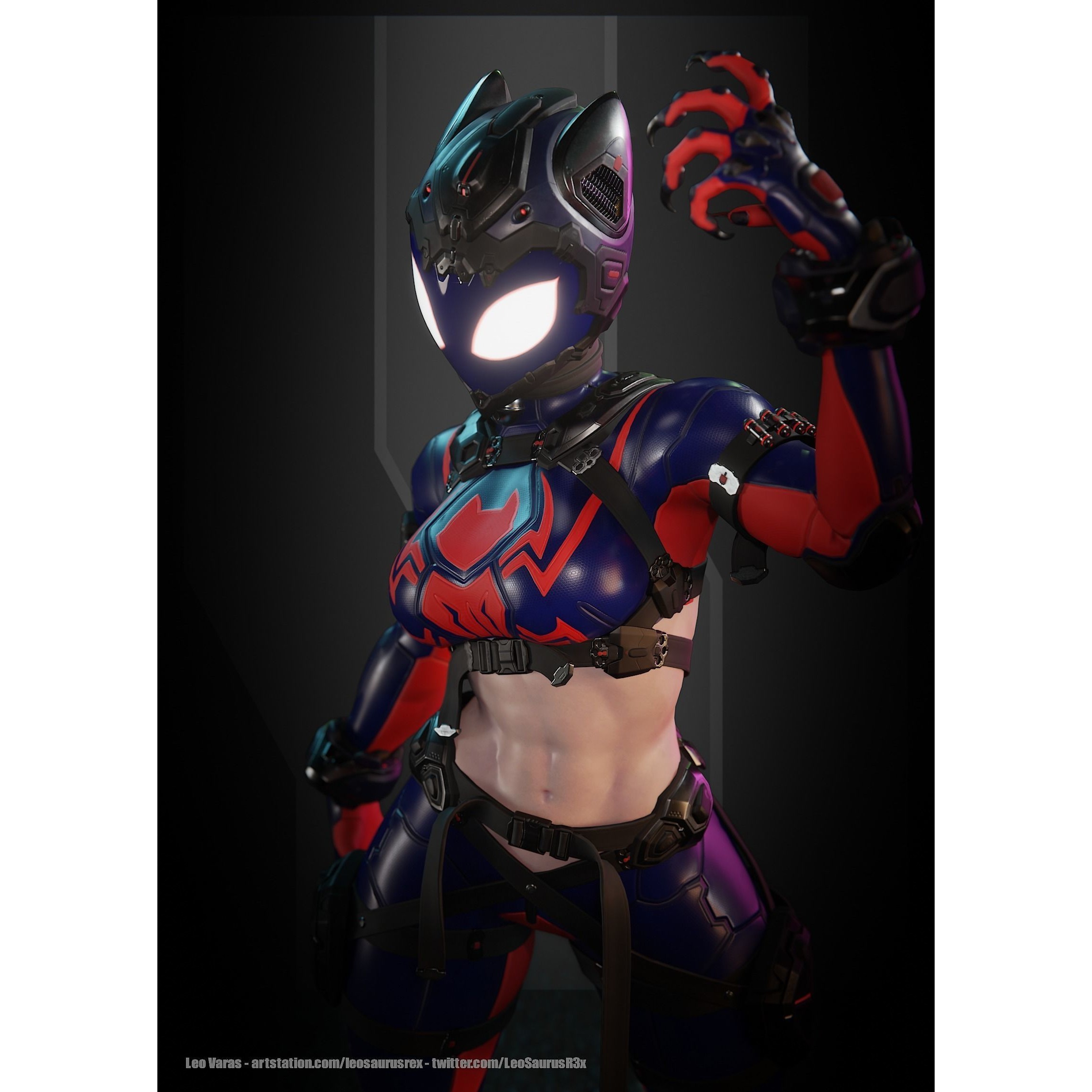 SpiderCat - Low-Poly Game-Ready 3D Model - View 10