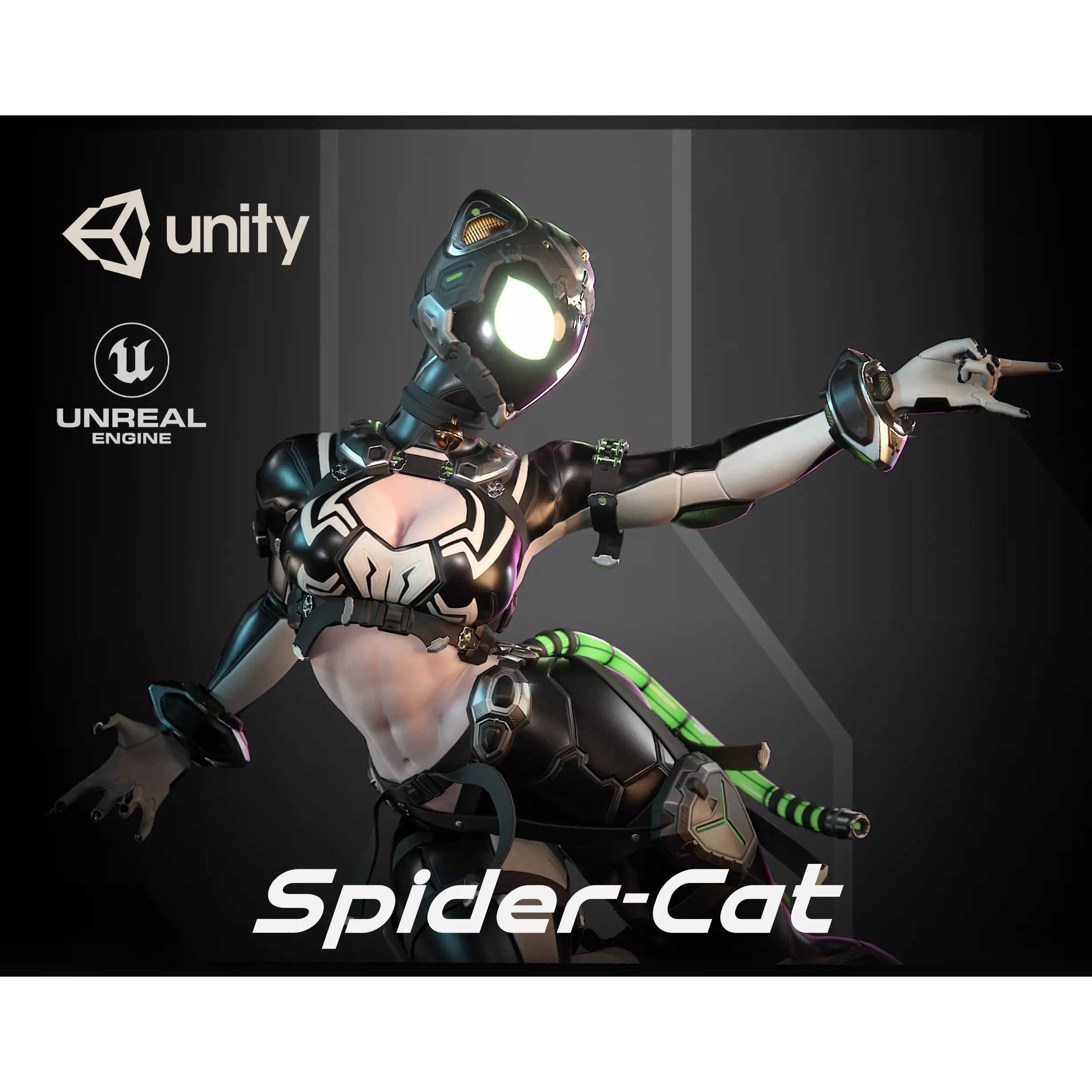 SpiderCat - Low-Poly Game-Ready 3D Model - View 2