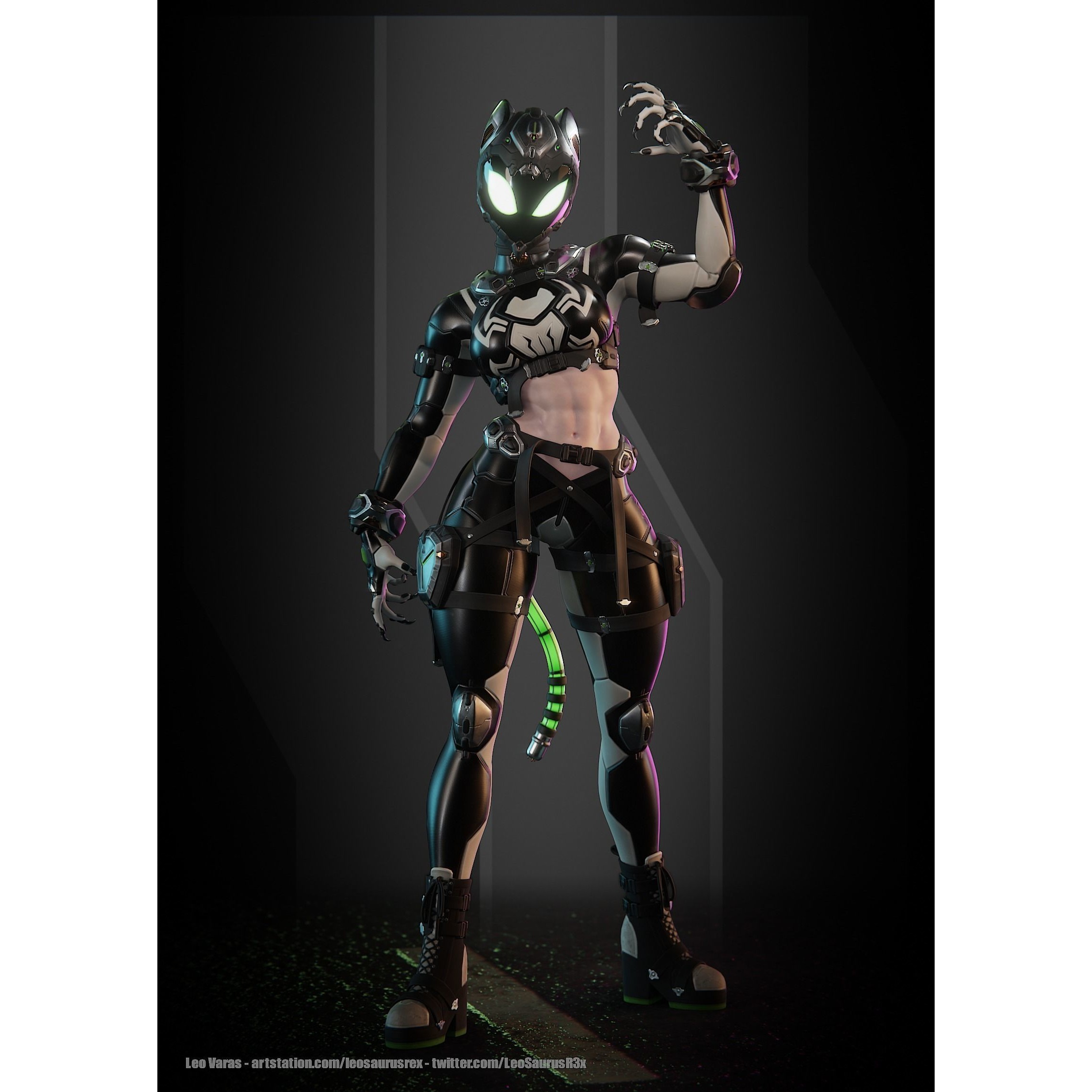 SpiderCat - Low-Poly Game-Ready 3D Model - View 3