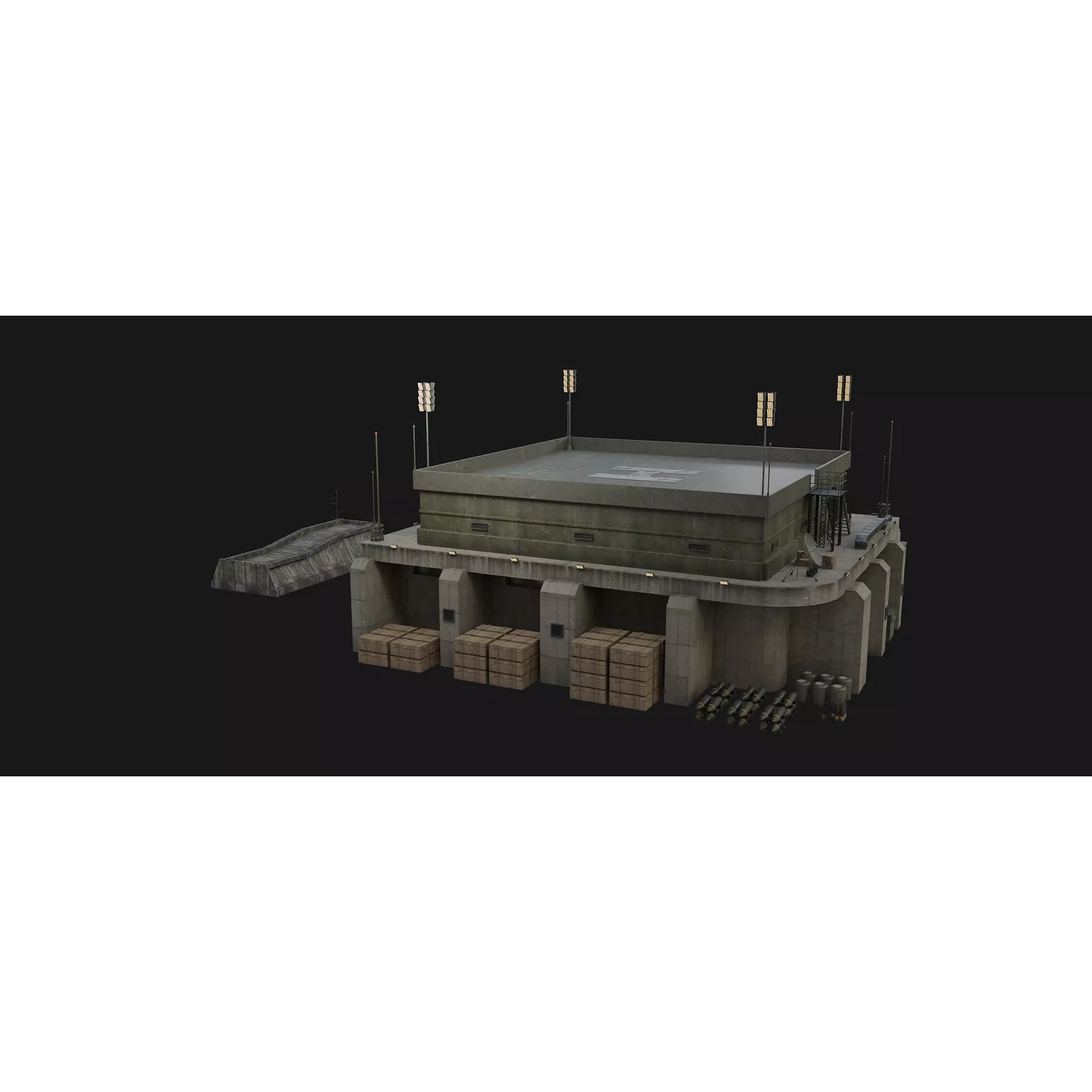 Military Base Assets - Low-Poly Game-Ready 3D Model - View 4