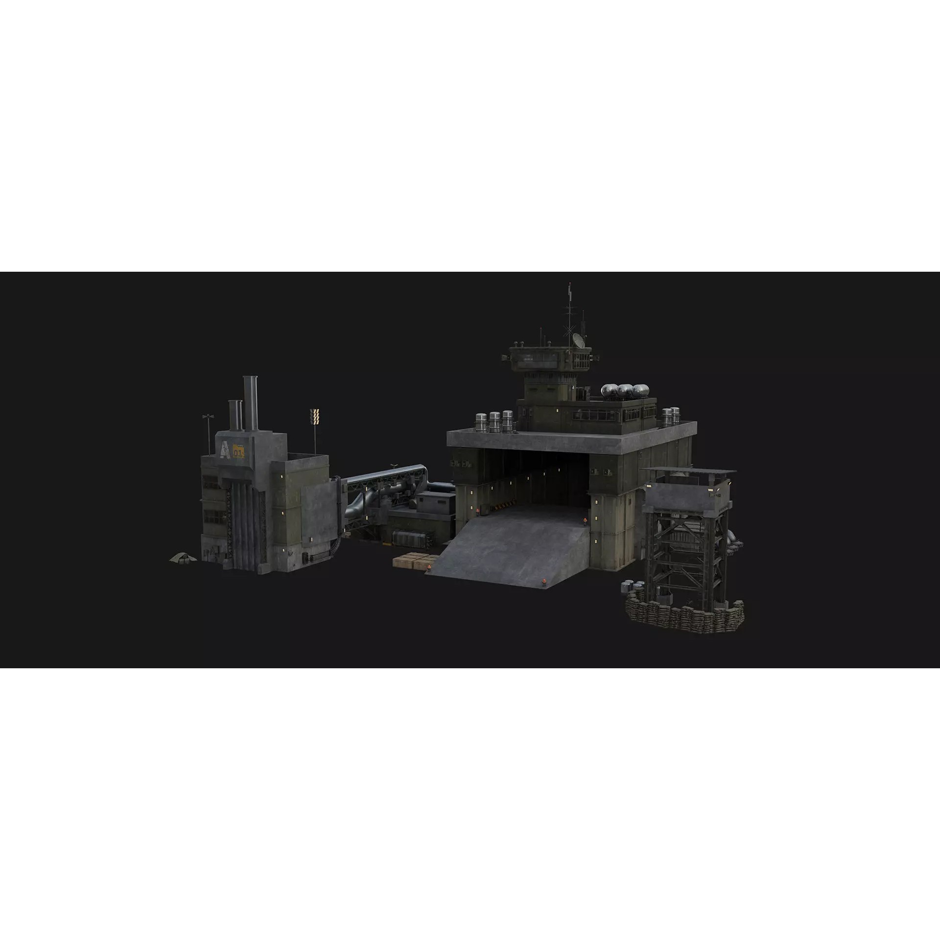 Military Base Assets - Low-Poly Game-Ready 3D Model - View 5