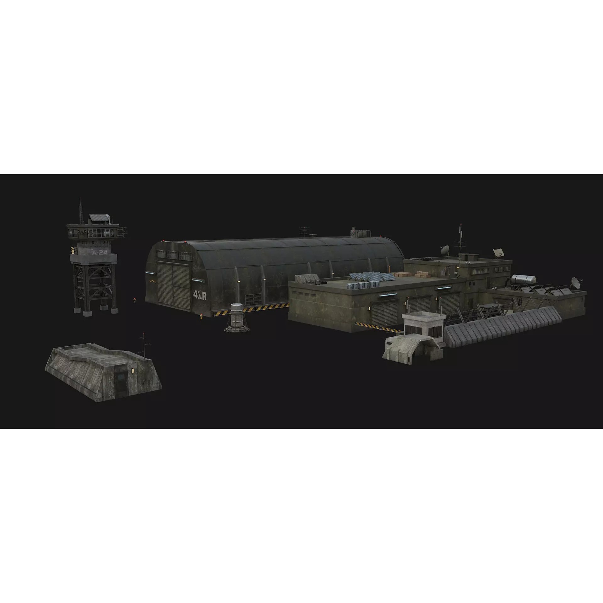 Military Base Assets - Low-Poly Game-Ready 3D Model - View 7