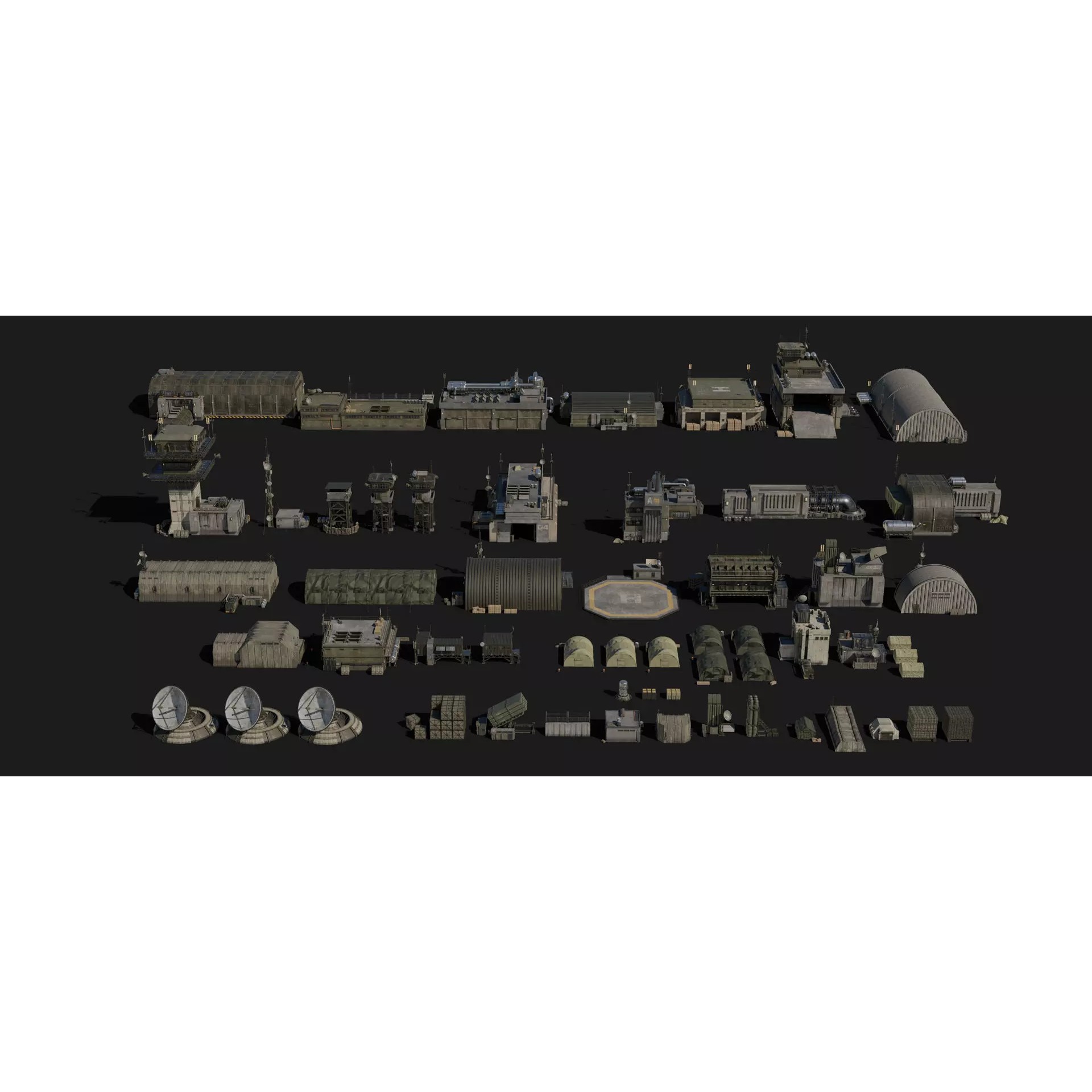 Military Base Assets - Low-Poly Game-Ready 3D Model - View 9