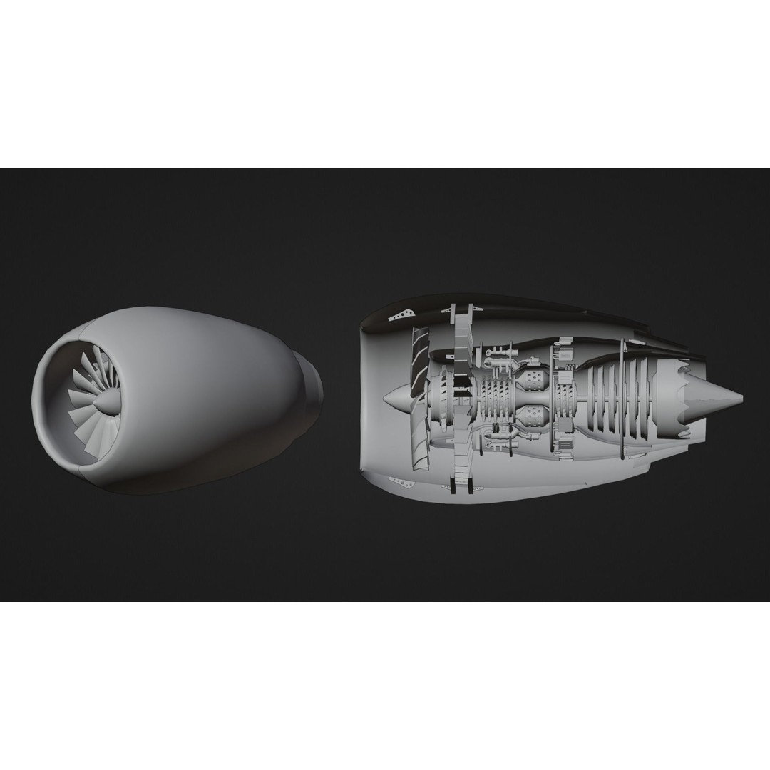 Turbofan Engine 3D Model – Realistic Low-Poly Game Asset, FBX - View 11