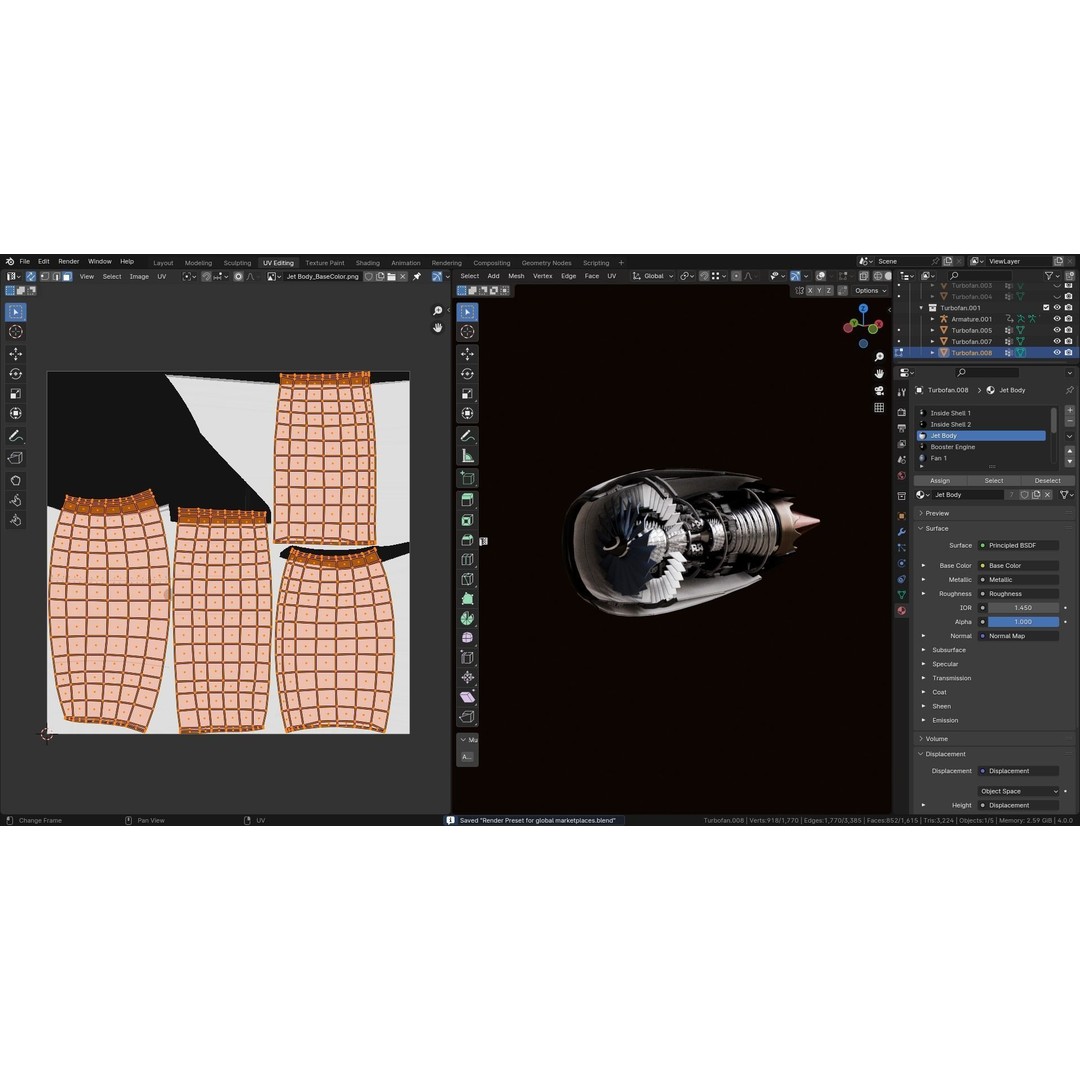 Turbofan Engine 3D Model – Realistic Low-Poly Game Asset, FBX - View 12