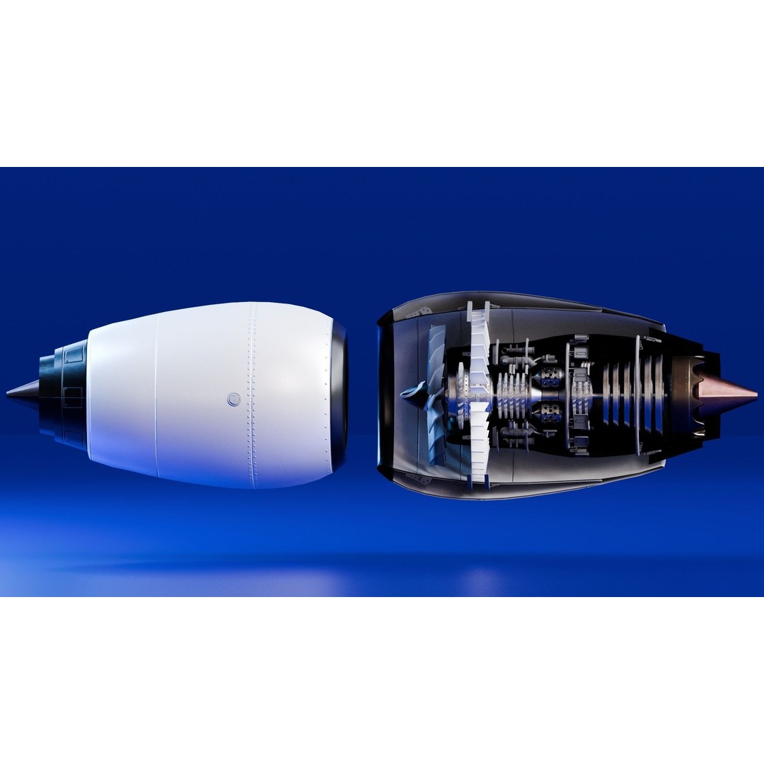 Turbofan Engine 3D Model – Realistic Low-Poly Game Asset, FBX - View 4