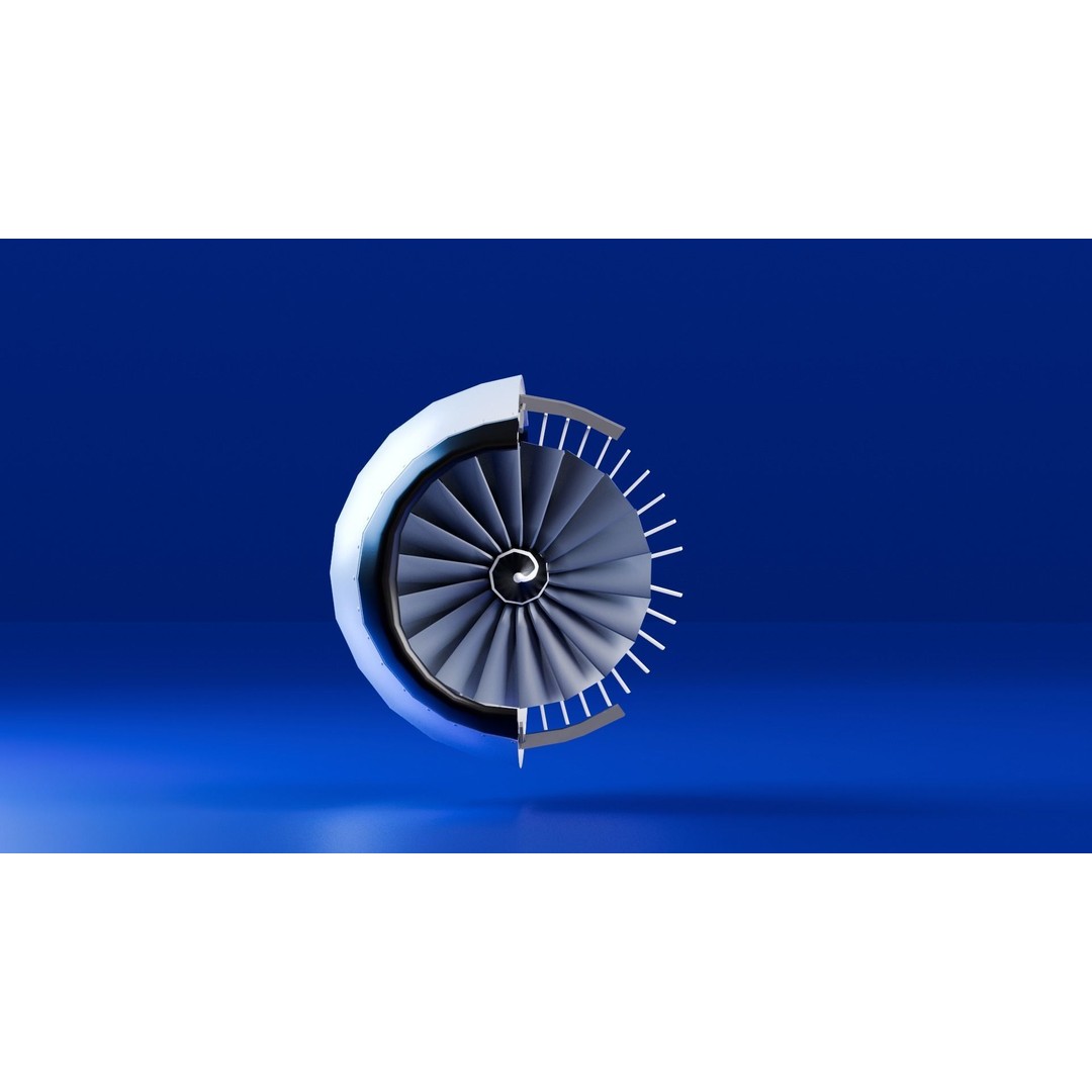 Turbofan Engine 3D Model – Realistic Low-Poly Game Asset, FBX - View 5