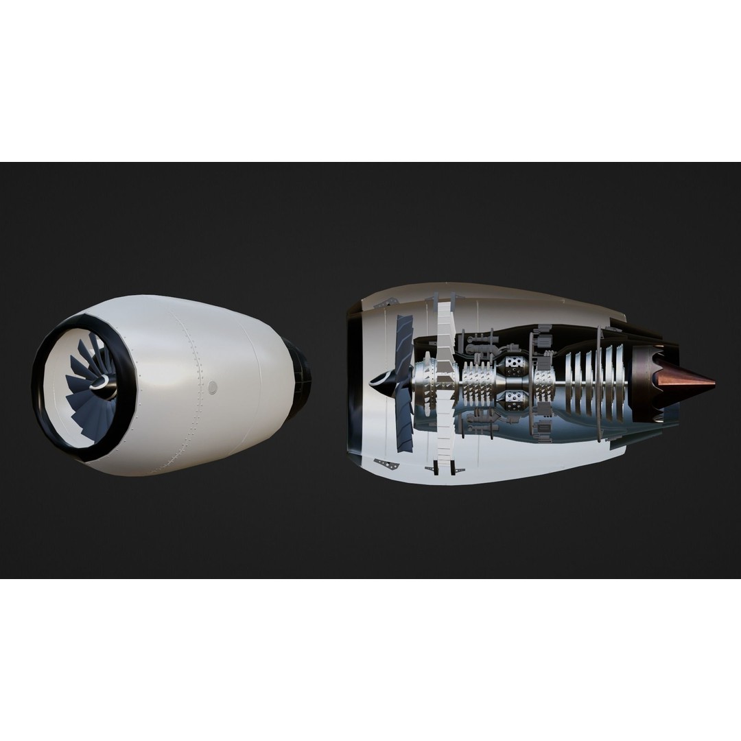 Turbofan Engine 3D Model – Realistic Low-Poly Game Asset, FBX - View 8