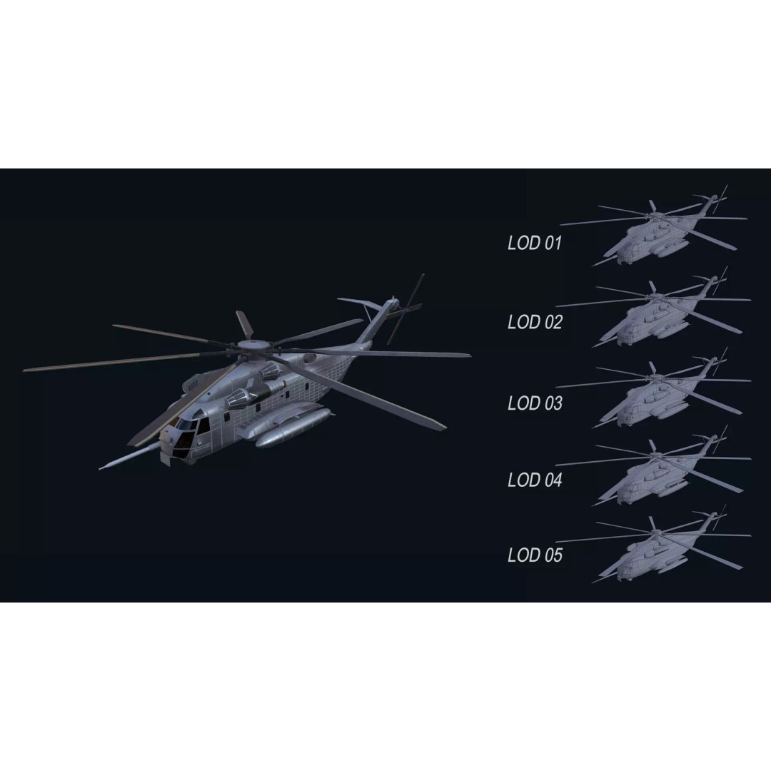 CH 53E Super Stallion 3D Model – Low Poly Game Asset, FBX, PBR Textures - View 2
