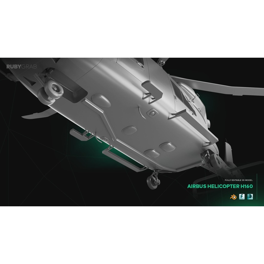AirBus Helicopter H160 3D Model – High Poly Realistic Aircraft, FBX, Blender - View 13