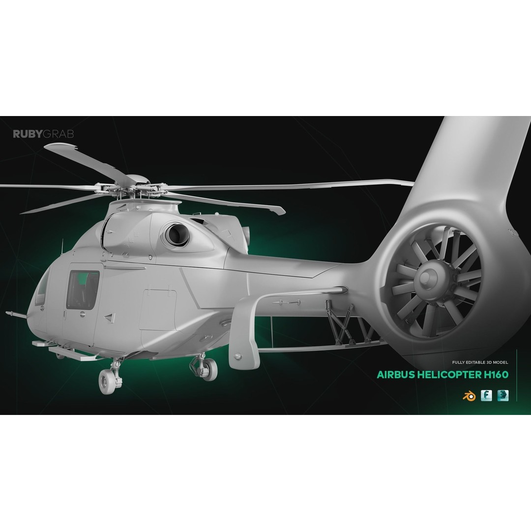 AirBus Helicopter H160 3D Model – High Poly Realistic Aircraft, FBX, Blender - View 5
