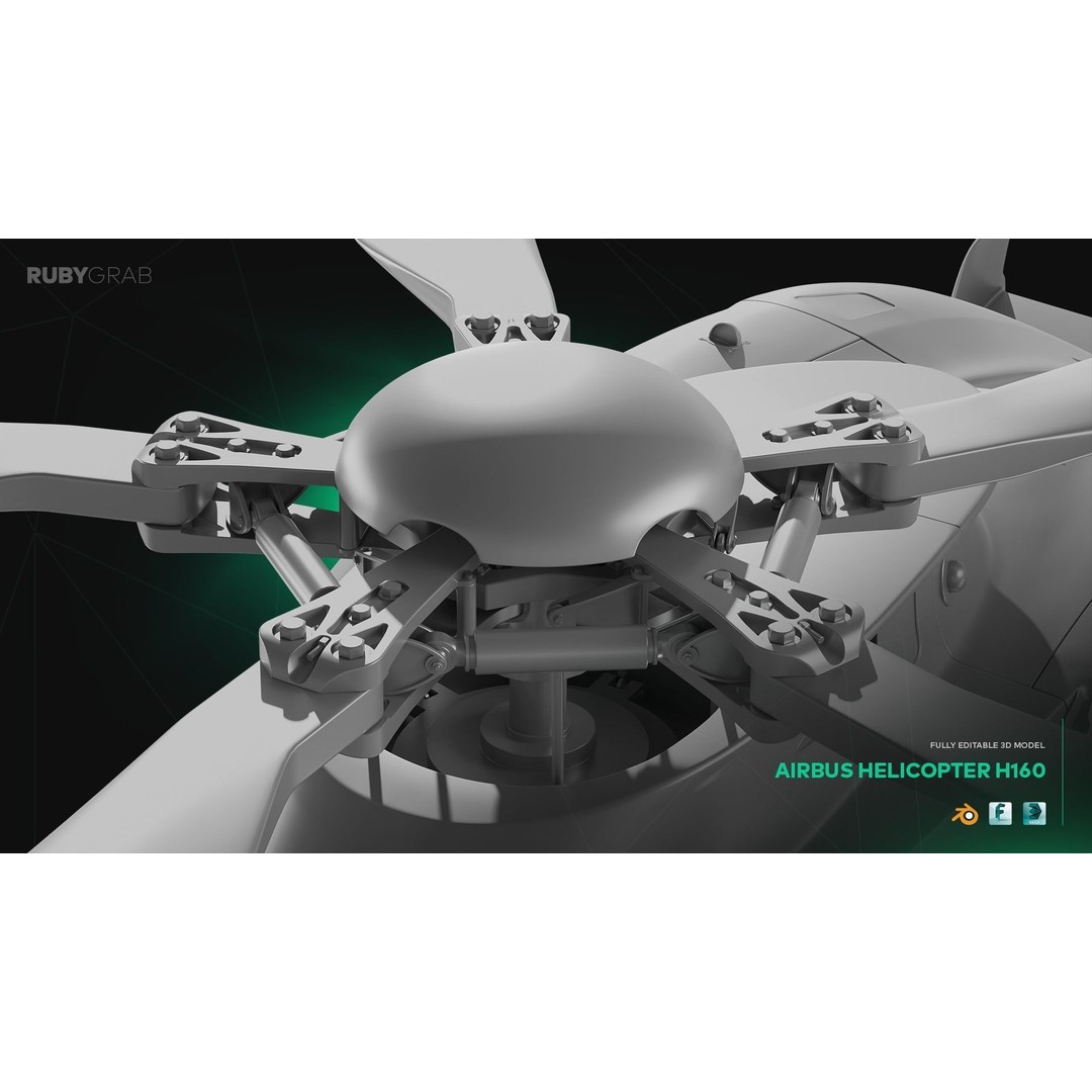 AirBus Helicopter H160 3D Model – High Poly Realistic Aircraft, FBX, Blender - View 6