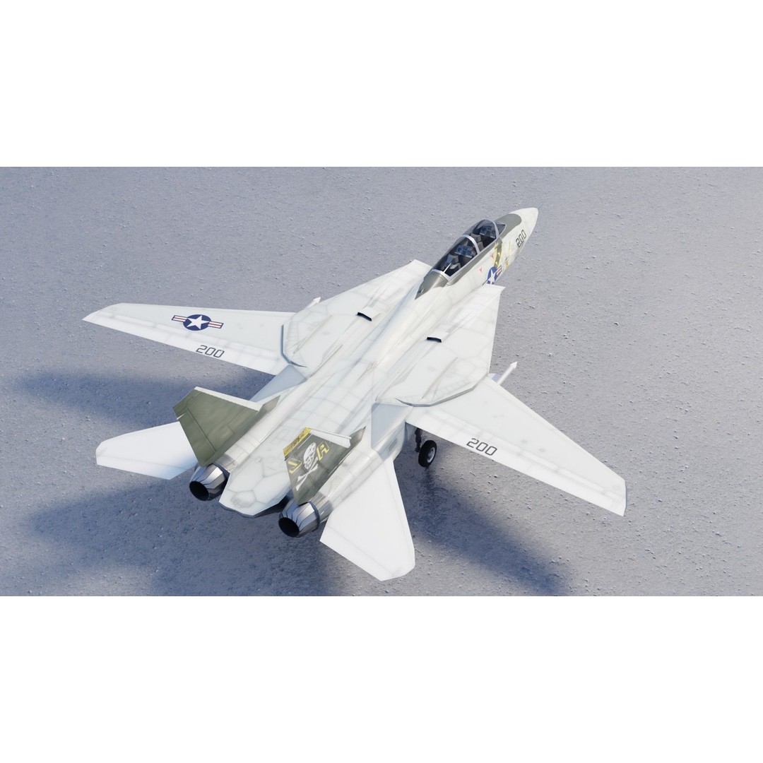 Grumman F-14 Tomcat 3D Model – Low Poly Rigged Aircraft, FBX - View 10