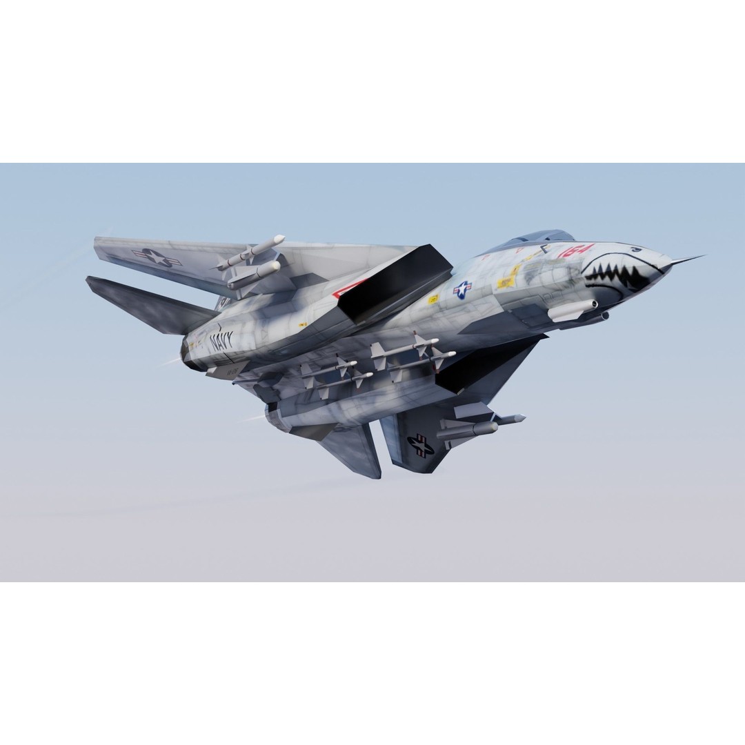 Grumman F-14 Tomcat 3D Model – Low Poly Rigged Aircraft, FBX - View 13