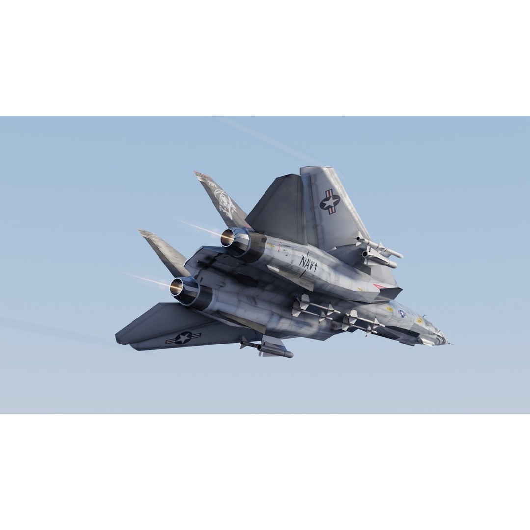 Grumman F-14 Tomcat 3D Model – Low Poly Rigged Aircraft, FBX - View 14