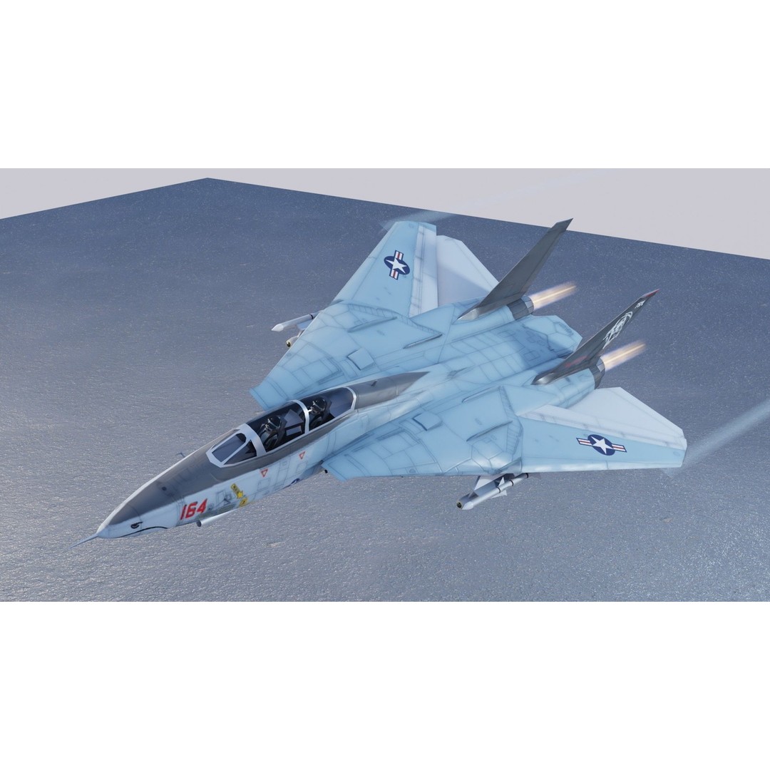 Grumman F-14 Tomcat 3D Model – Low Poly Rigged Aircraft, FBX - View 15