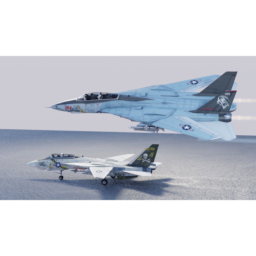 Grumman F-14 Tomcat 3D Model – Low Poly Rigged Aircraft, FBX - View 17