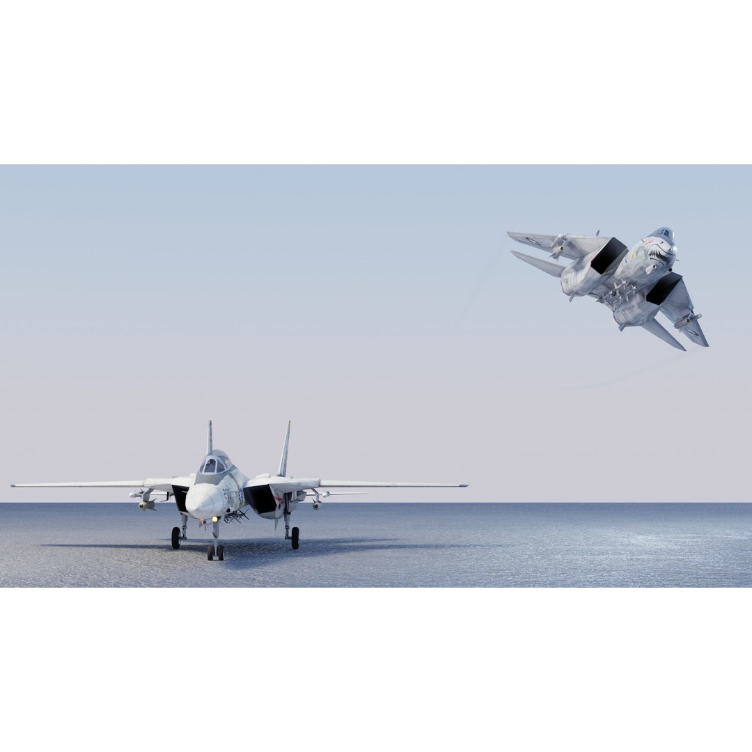 Grumman F-14 Tomcat 3D Model – Low Poly Rigged Aircraft, FBX - View 19