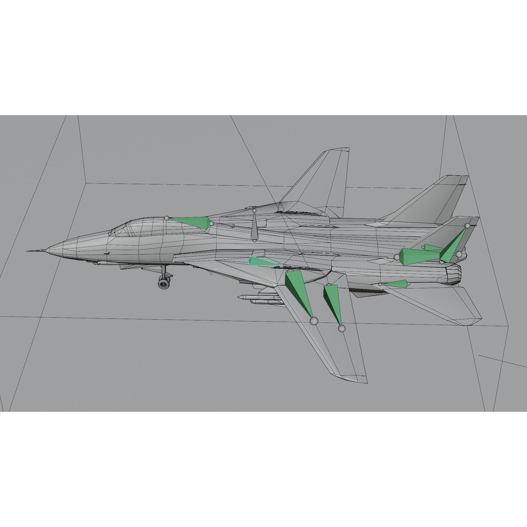 Grumman F-14 Tomcat 3D Model – Low Poly Rigged Aircraft, FBX - View 22