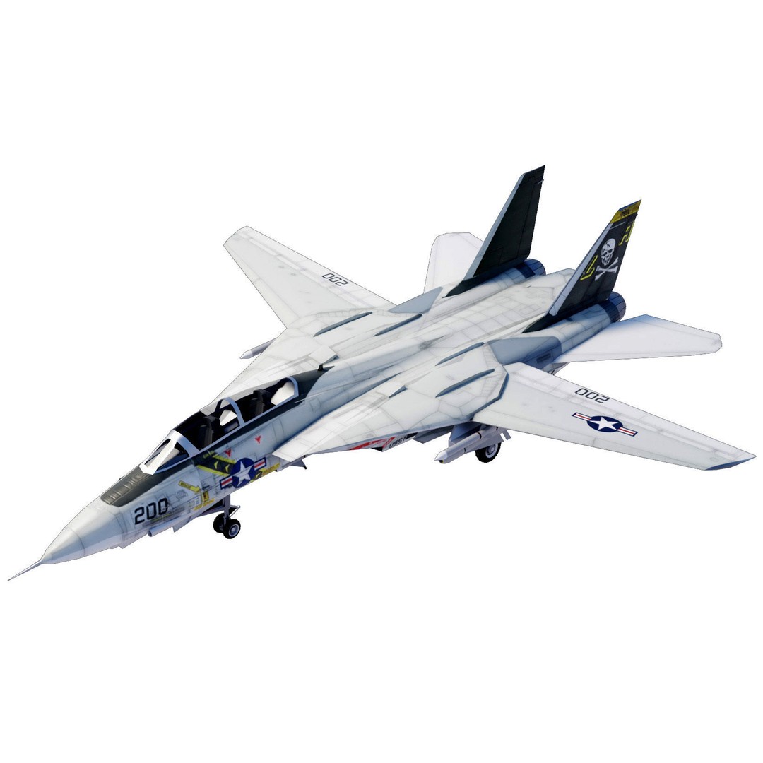 Grumman F-14 Tomcat 3D Model – Low Poly Rigged Aircraft, FBX - View 3