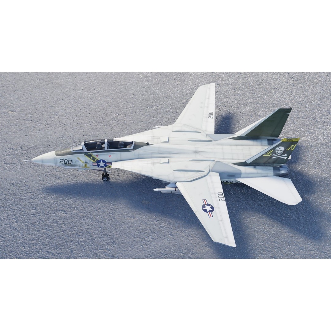 Grumman F-14 Tomcat 3D Model – Low Poly Rigged Aircraft, FBX - View 4