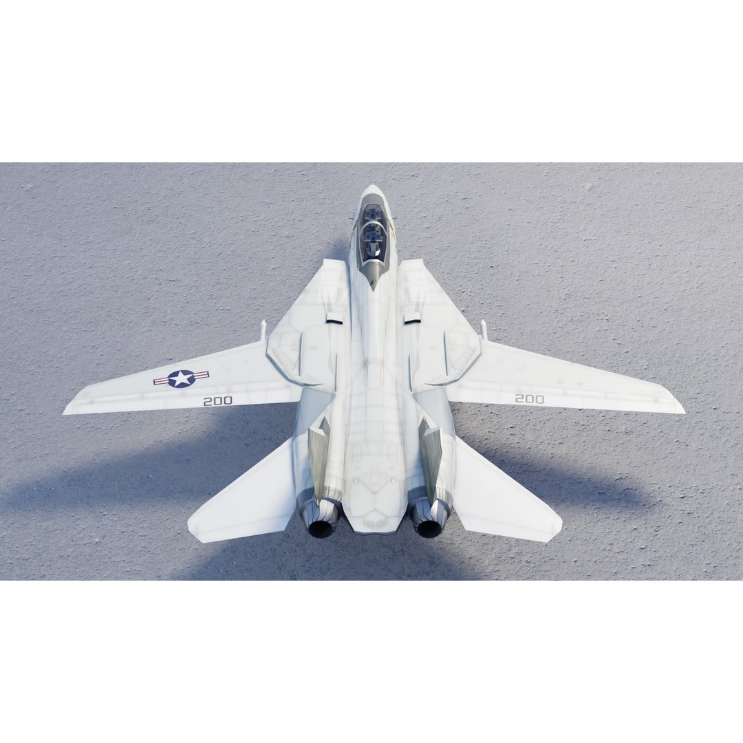 Grumman F-14 Tomcat 3D Model – Low Poly Rigged Aircraft, FBX - View 8